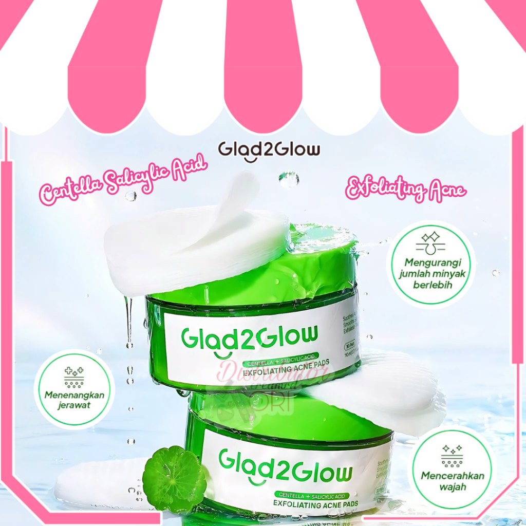 Glad2Glow Centella Salicylic Acid Exfoliating Acne Pads Pad eksfoliasi