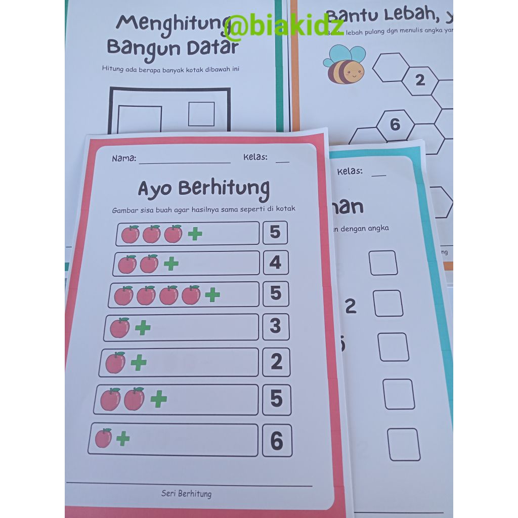 Worksheet membaca dan berhitung anak 50 lembar