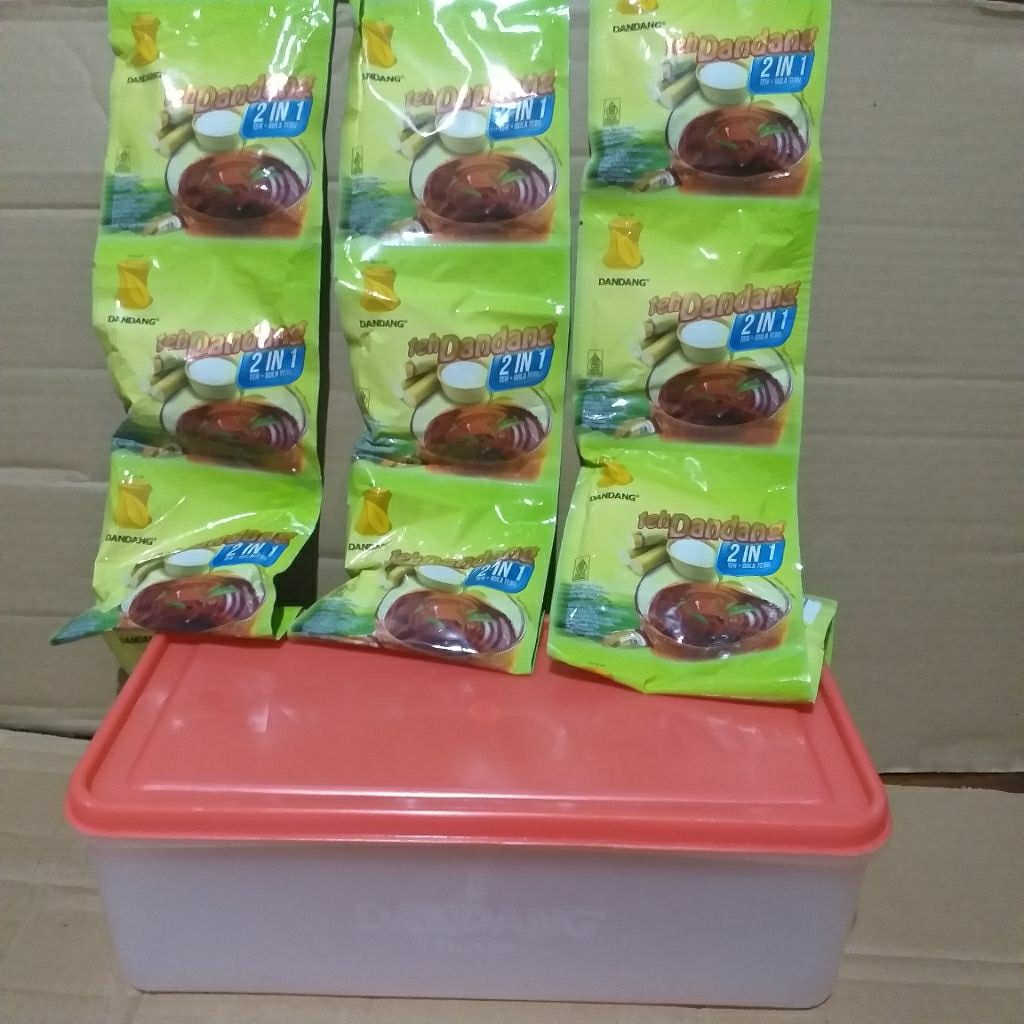 

Teh dandang celup plus gula tebu 2in1 bonus luncbox isi 3 renteng(teh praktis 2 in 1 plus gula)