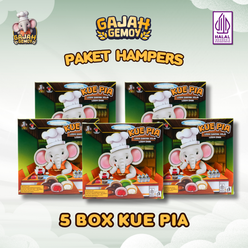 

Gajah Gemoy - [isi 5box] Kue Pia Sajian Lebaran cocok untuk semua umur | Hampers | HALAL
