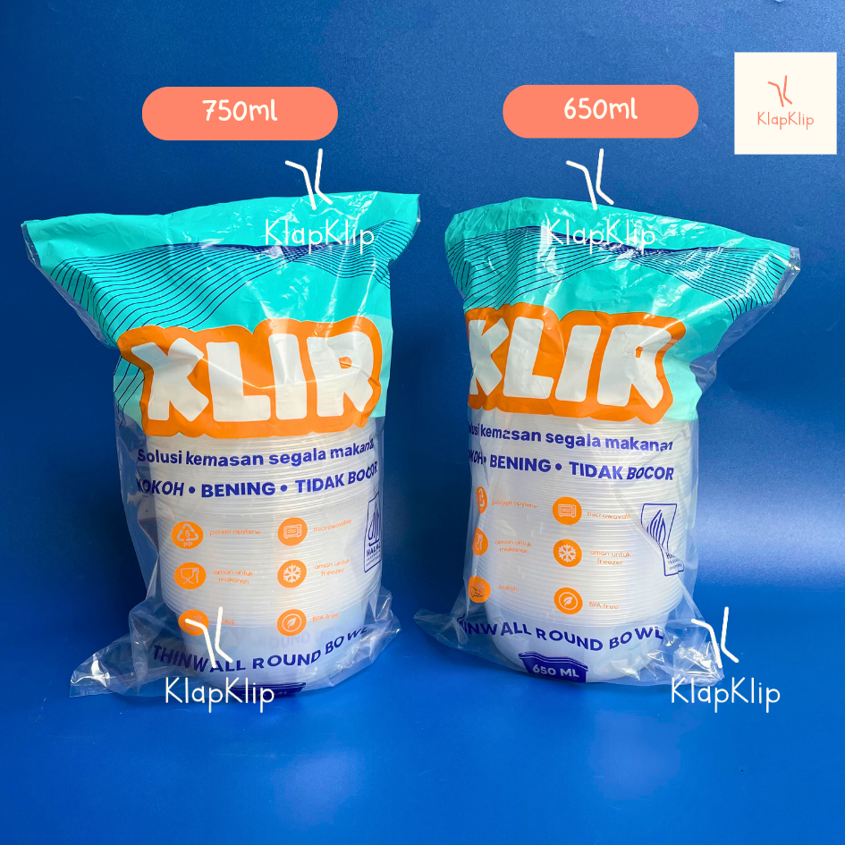 GROSIR 10pack = 250set Thinwall Round Bowl KLIR 650ml 750ml 1000ml – Wadah Makanan Plastik Bening Mi