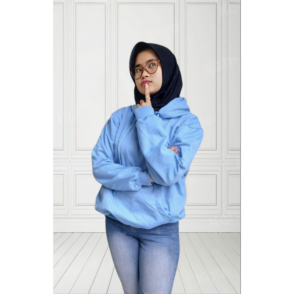 swetear hoodie pria/wanita warna baby blue