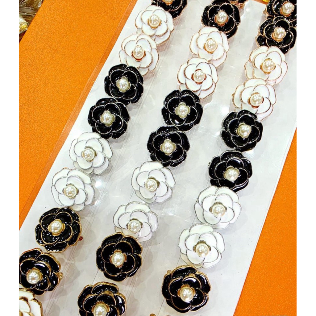 BROS DAGU OLIO PAPAN PANJANG WARNA HITAM & PUTIH AKSESORIS jepit pin hijab kerudung bros kecil mewah