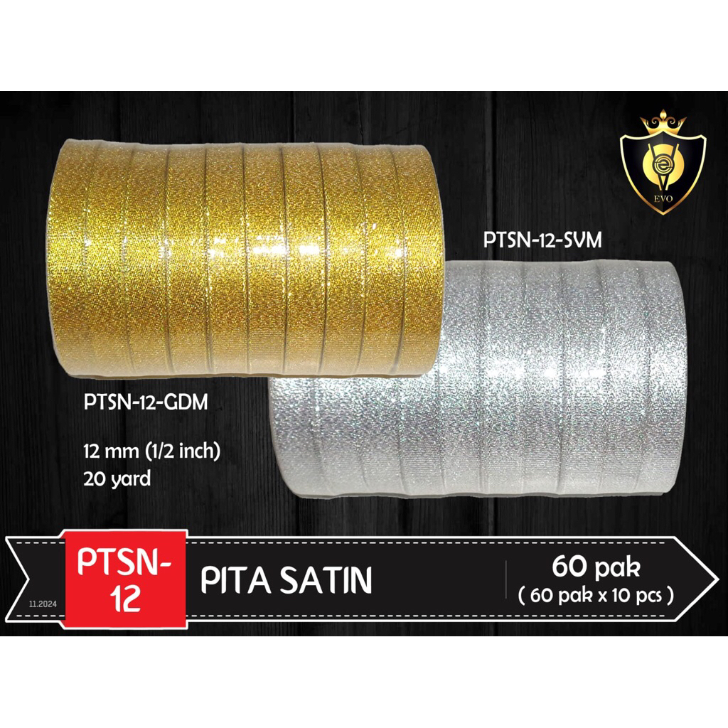 

GROSIR 1pack(10roll) EVO PITA satin Gold & SILVER // Pita kado // Pita dekorasi // Pita Kain murah