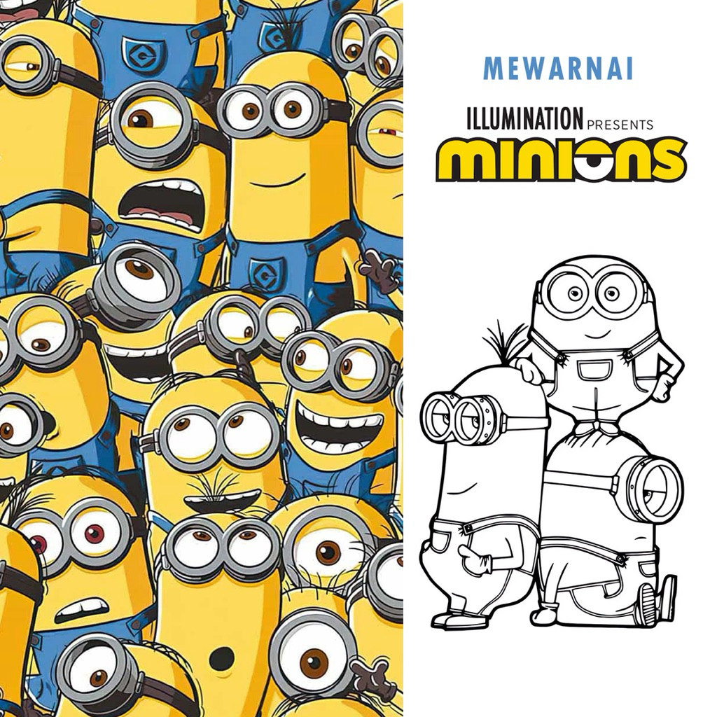 

15 Lembar A5 | Kertas Mewarnai tema MINION | 15 Kertas gambar berbeda