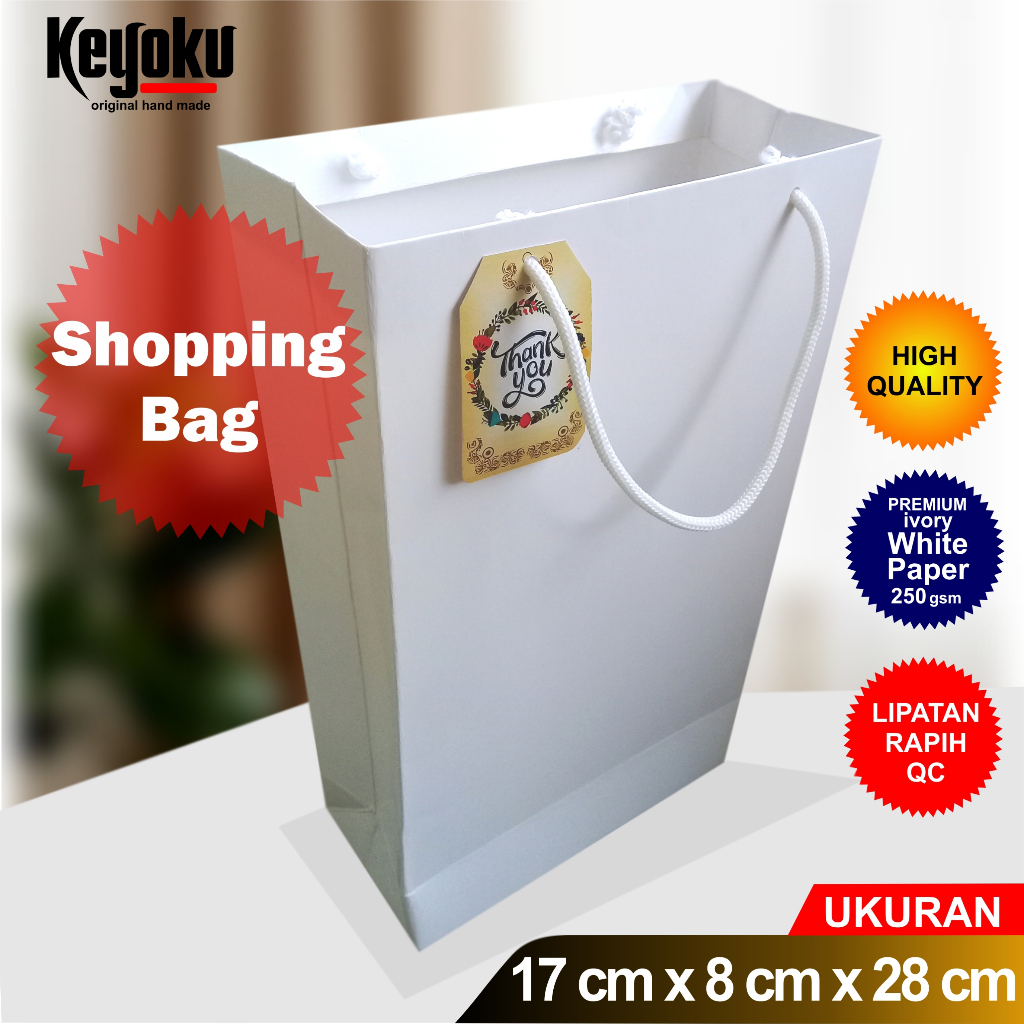 

PAPER BAG PUTIH POLOS GLOSSY TEBAL/SHOPPING BAG/TAS KADO