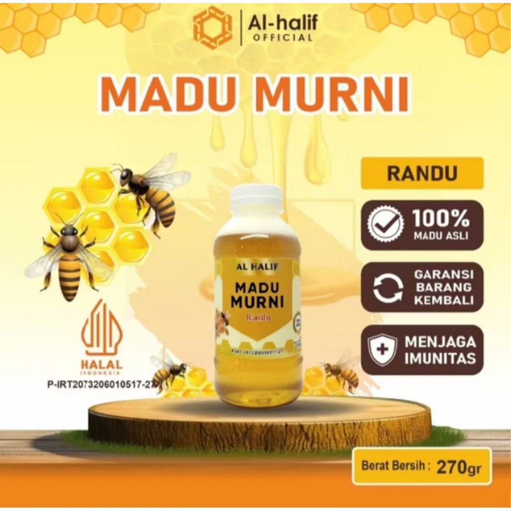 

madu al halif madu randu 270gr / madu murni asli 100% tanpa campuran