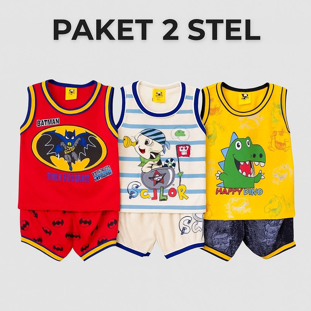 PROMO 2 PCS STELAN BAJU LEKBONG BAYI COWOK 3-12 Bulan/BAJU ANAK LAKI-LAKI/STELAN BAJU BAYI LAKLAKI