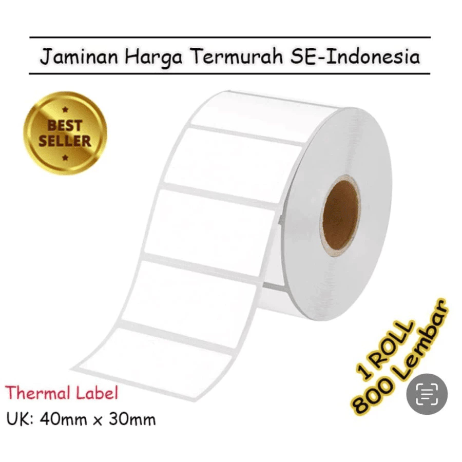 

KERTAS RESI LABEL THERMAL BARCODE 40x30 mm (800 Pcs)