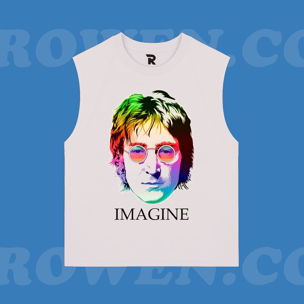 ROWEN.CO - KAOS BAJU SINGLET JOHN LENNON IMAGINE FACE | BAND METAL MUSIK ROCK | GRUNGE CROPTOP PUTIH