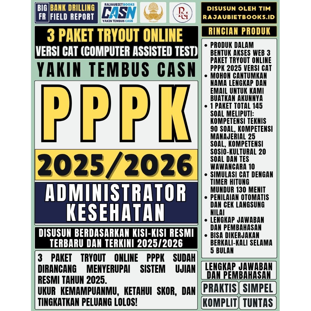 LATIHAN SOAL TRYOUT ONLINE PPPK ADMINISTRATOR KESEHATAN DAN SIMULASI UJIAN RESMI PPPK ADMINISTRATOR 