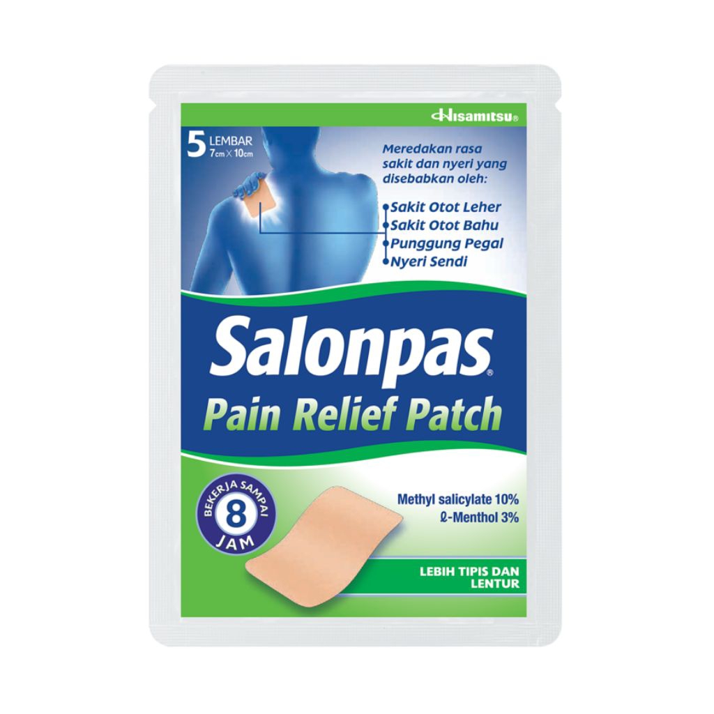 SALONPAS PAIN RELIEF isi 3 lembar plester pereda rasa nyeri yang disebabkan oleh nyeri otot, nyeri s