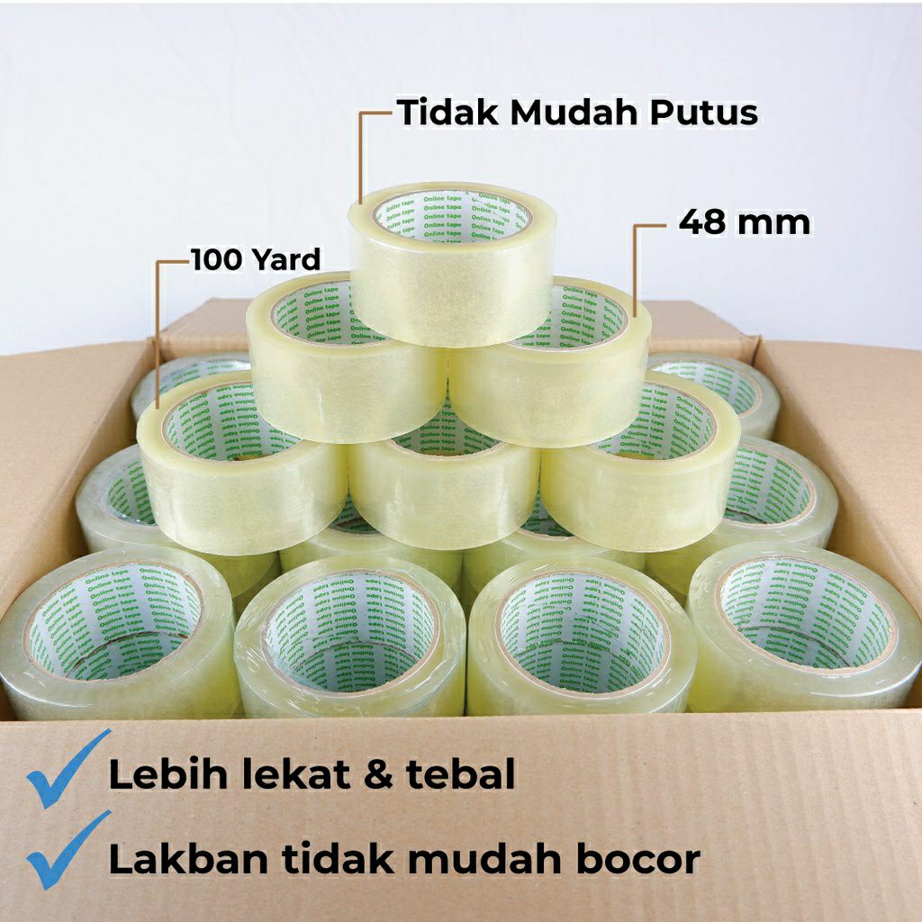 

Lakban (Isolasi) Bening Super Kuat Tebal Tidak Mudah Putus Elastis Murah Berkualitas Cocok Untuk Packing Paket Lakban Bening