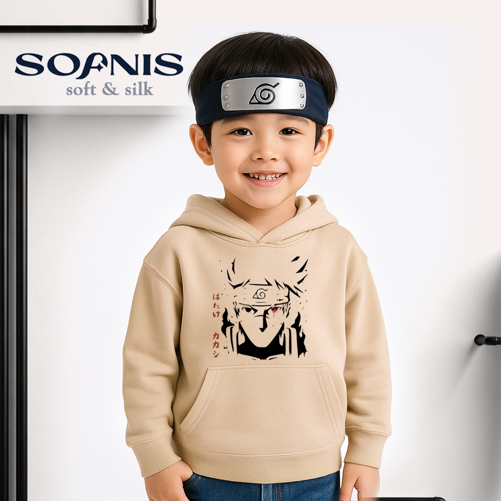 Hoodie Anak Kakashi Naruto – Jaket Sweater Karakter Anime 1–10 Tahun Fleece Original