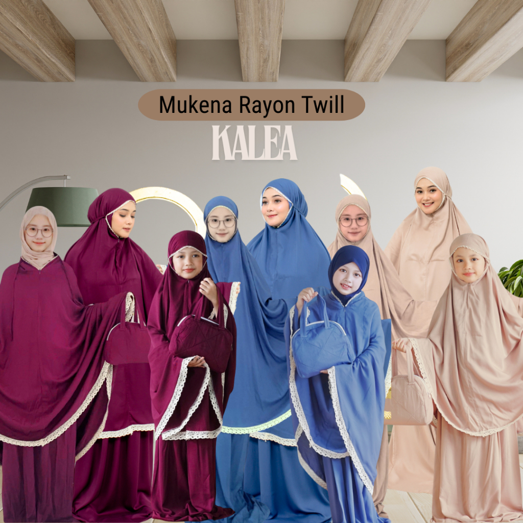 Mukena Couple Ibu dan Anak Rayon Twill Polos Kalea