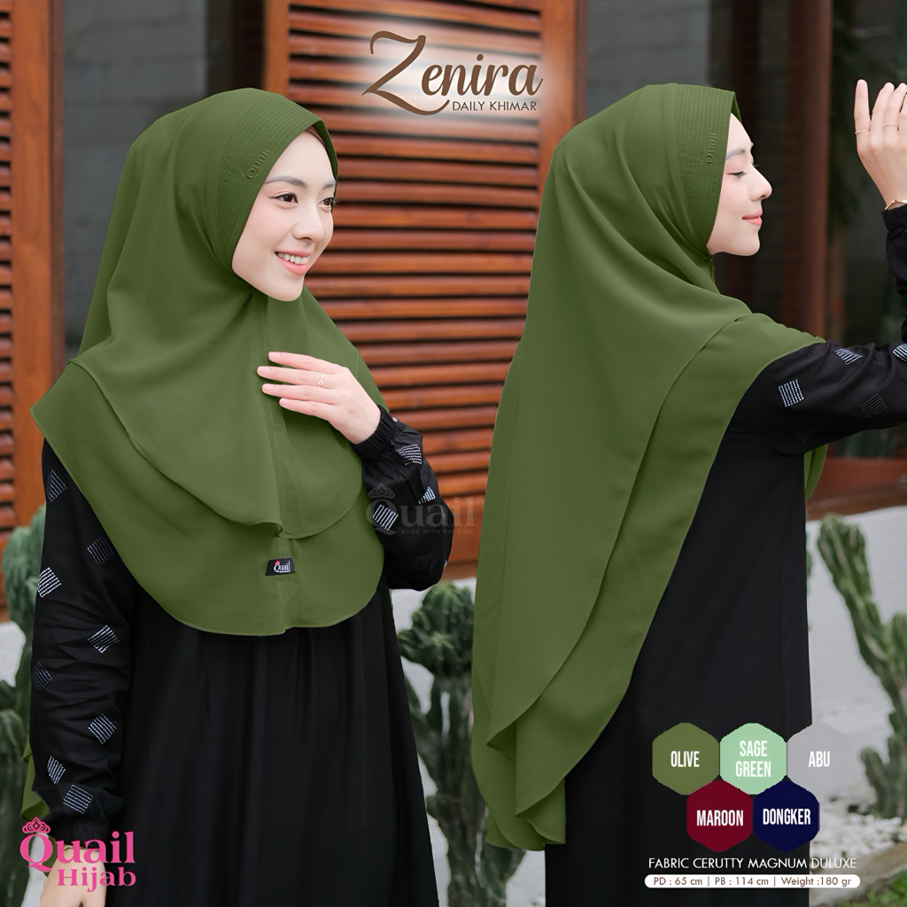 Quail Hijab - ZENIRA KHIMAR 2 LAYER ORI QUAIL