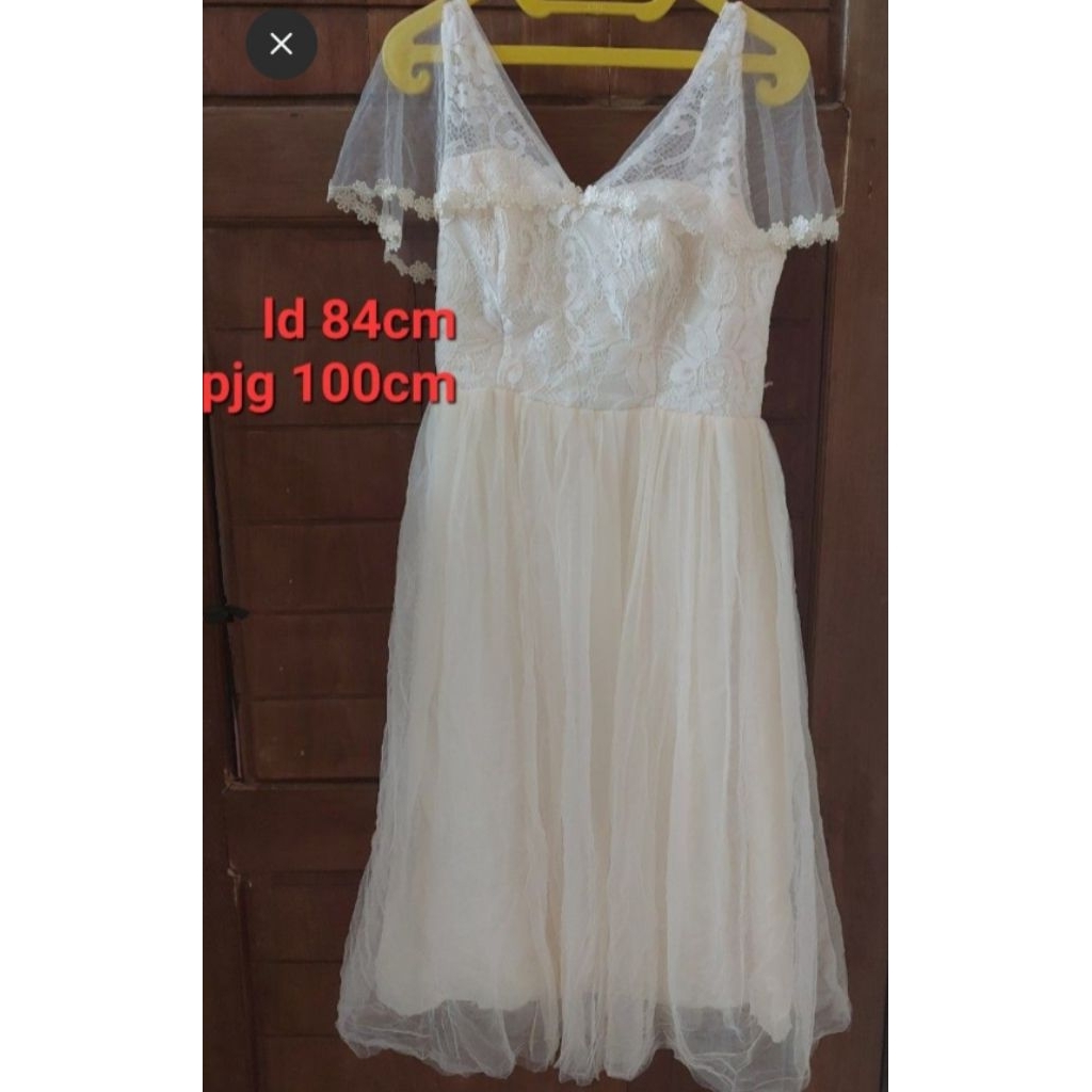 dress gaun pesta wedding bridesmaid pink peach salem brukat lace tali