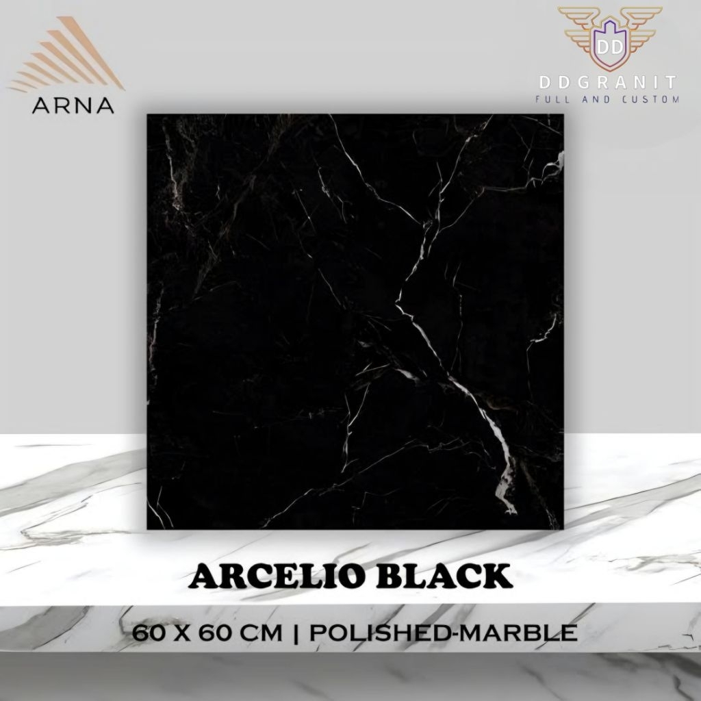 Granit Lantai/dinding 60x60 Arcelio black~Arna