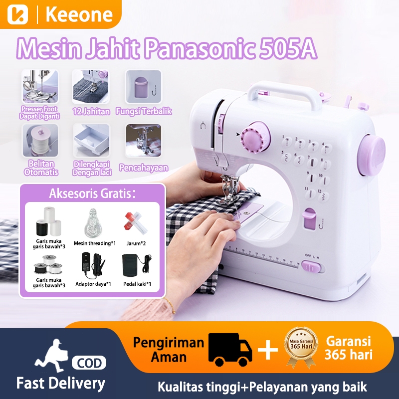 Keeone Mesin Jahit Mini Portabel 705 12 Stitch Pola 1 Mesin Jahit Listrik Pakaian Jahit Tangan Mesin