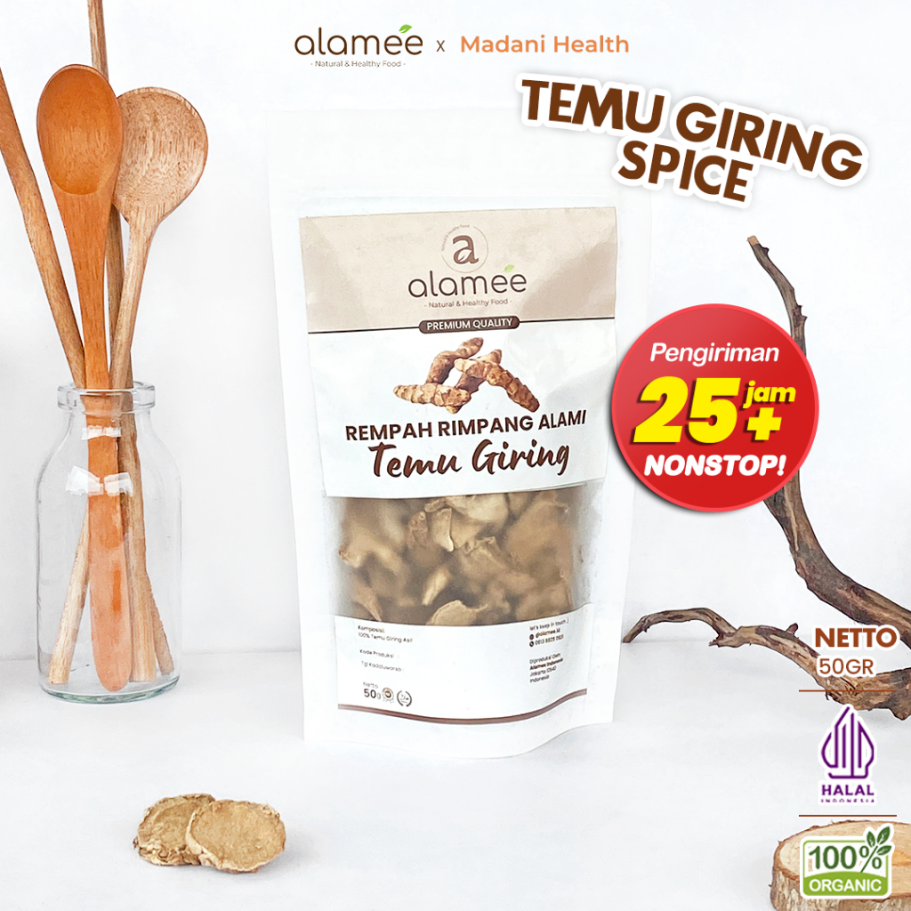 

ALAMEE Temu Giring Kering Organik Iris Kuning Gajah Rempah Rimpang Alami Bumbu Seasoning Masak 50gr