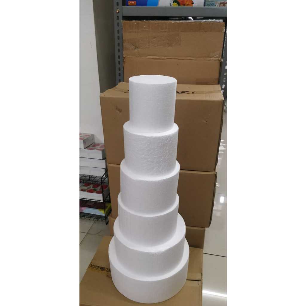 Styrofoam Bulat Tinggi 12 cm Gabus dummy Round cake kue palsu styrofoam Bulat Custom