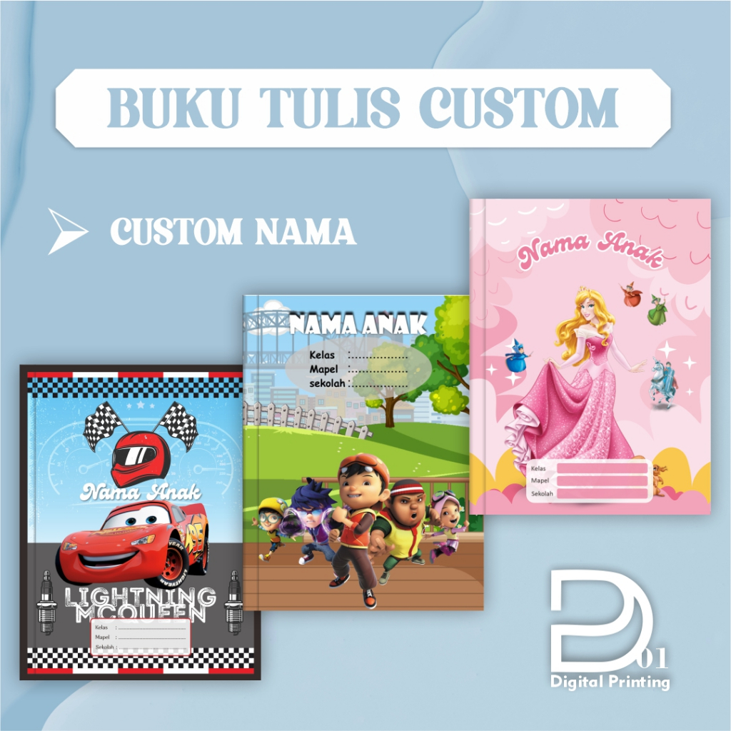 

BUKU TULIS ANAK DESAIN KARAKTER – Buku Tulis Custom Pakai Nama