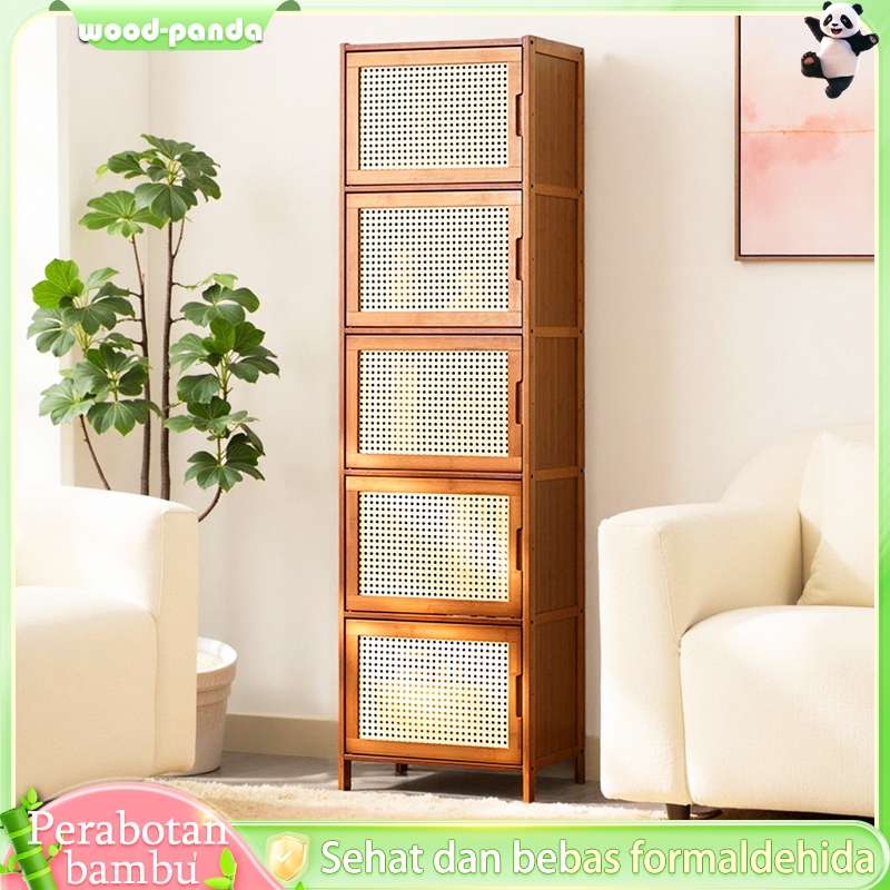 Lemari Penyimpanan Serbaguna Besar  Rak Penyimpanan Bambu Berkapasitas Besar Rak Oven Microwave