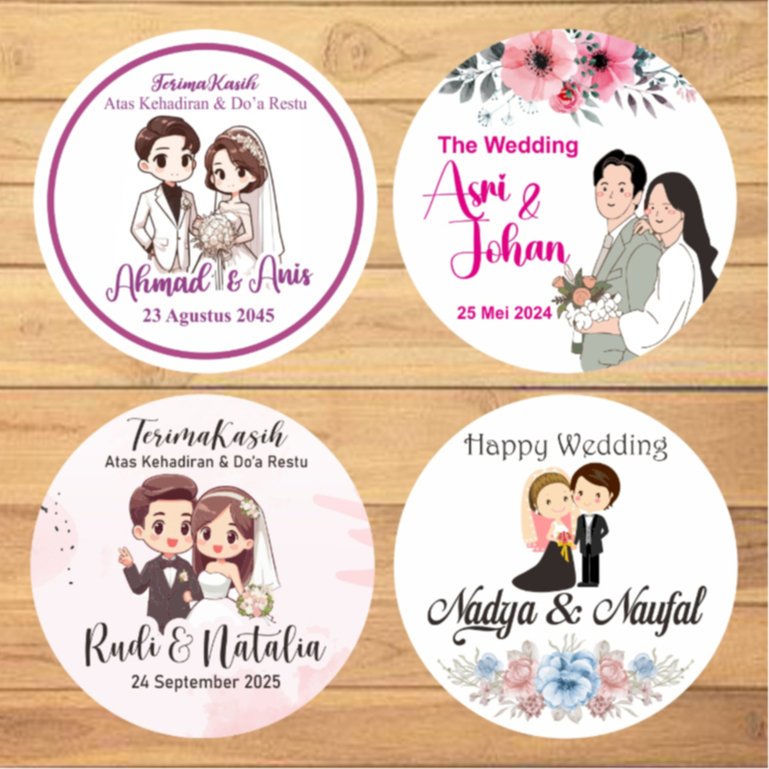 

Stiker Souvenir Pernikahan/Stiker Bulat Wedding/Custom Stiker Wedding sudah di KissCut Bisa COD
