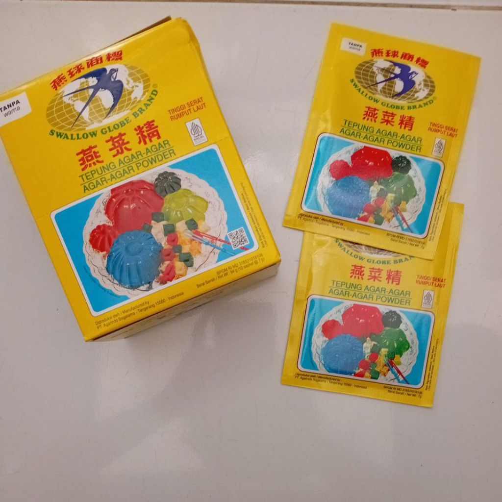 

Agar Agar Powder merk Swallow Globe ECER 7gr