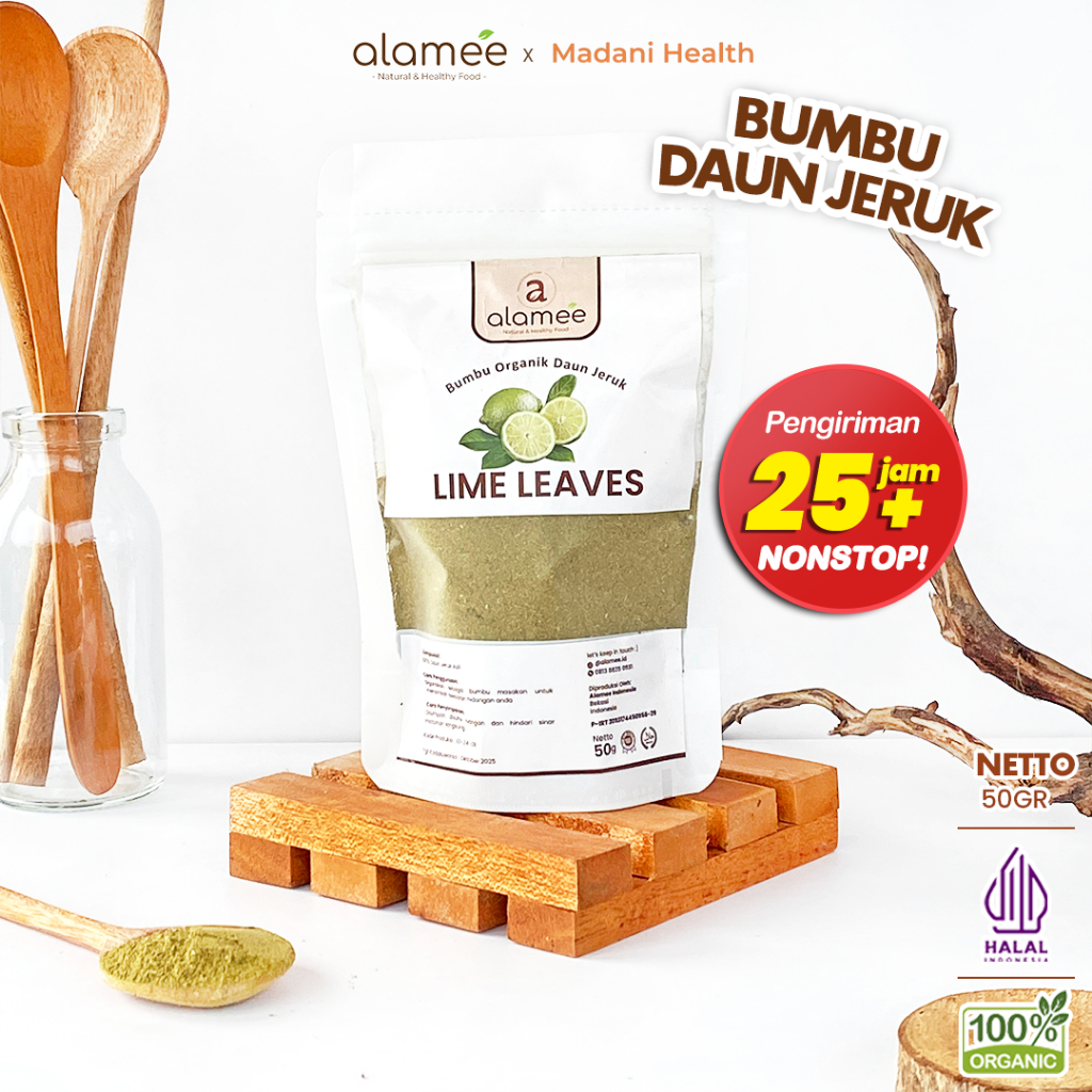 

ALAMEE Daun Jeruk Bubuk Lime Powder Bumbu Dapur Instan Organik Murni Asli Tanpa Campuran 50g