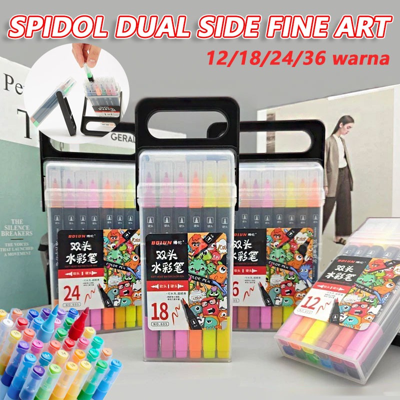 

12/18/24/36 warna Spidol warna set Sketch marker spidol warna 2in1 spidol sketsa double tip