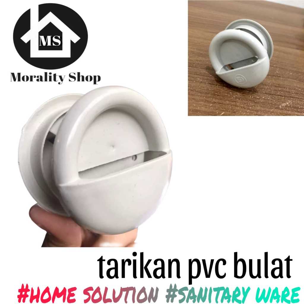 tarikan bulat kecil pintu sliding murah plastik putih / handle bulet pintu kamar mandi toilet PVC