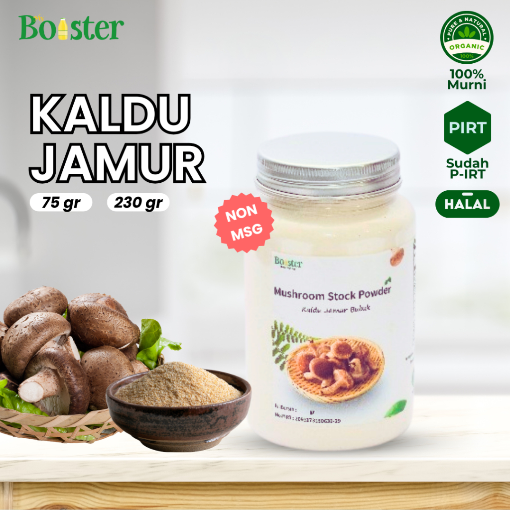 

MYBOOSTER KALDU JAMUR BUBUK NON MSG MUSHROOM POWDER TOTOLE BUMBU MASAK PENYEDAP RASA 75GR 230GR