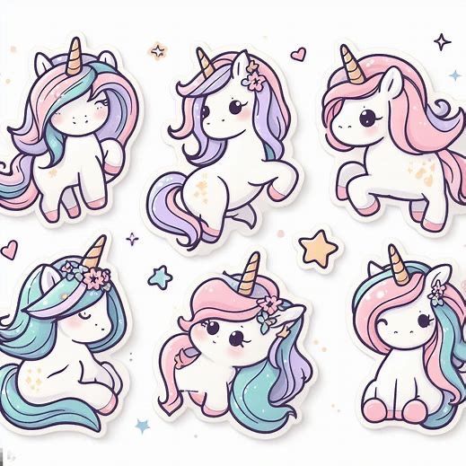 

50pcs Sticker Anak-anak dengan Berbagai Motif Karakter Unicorn / Sticker Unicorn