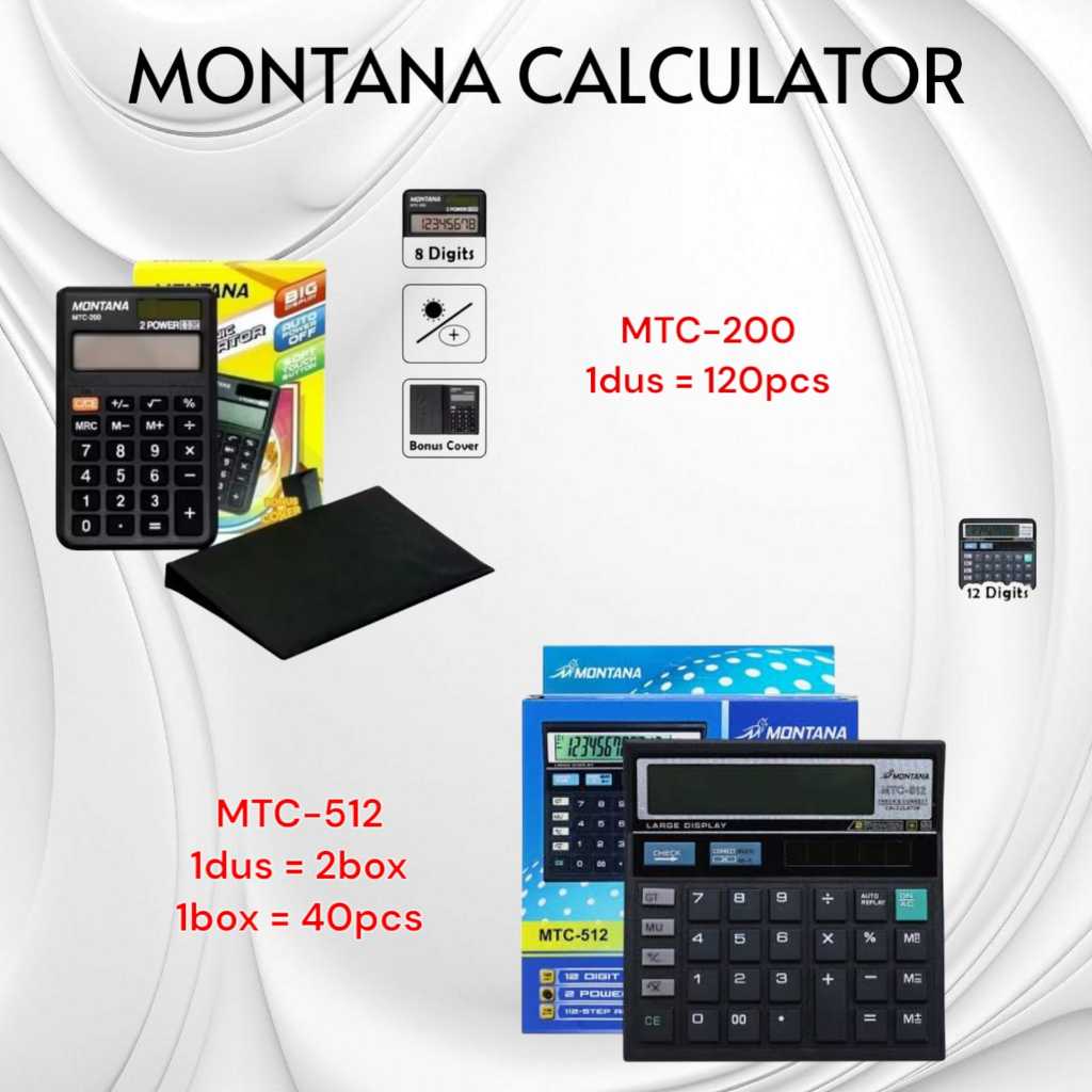 

{MONTANA}-512/200 Digital Hitung Angka Calculator Hitam 12 Angka besar