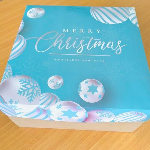 

box natal jingle ball blue dus duplex merry christmas packaging kue cookies donat snack ukuran 22 cm