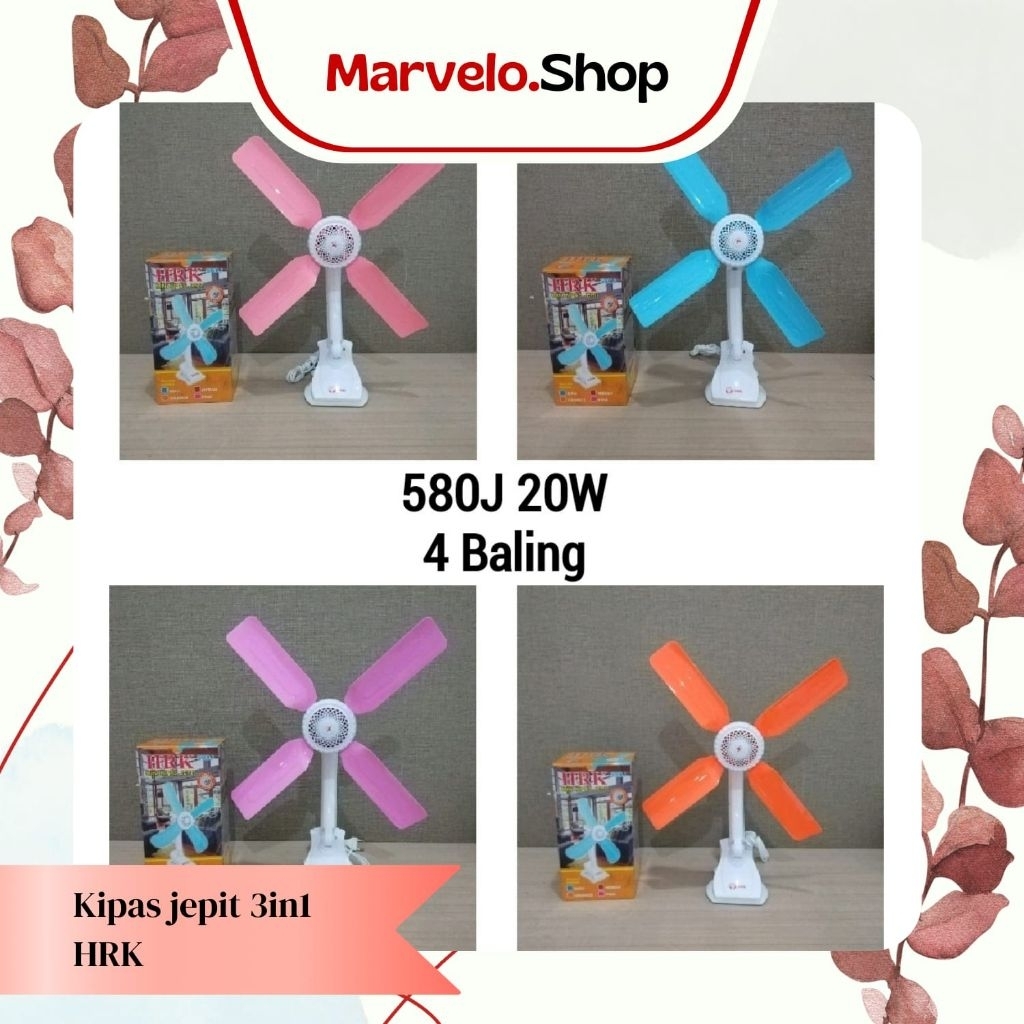 Kipas Angin Jepit HRK 580J / Kipas Jepit / Kipas angin meja HRK 580J