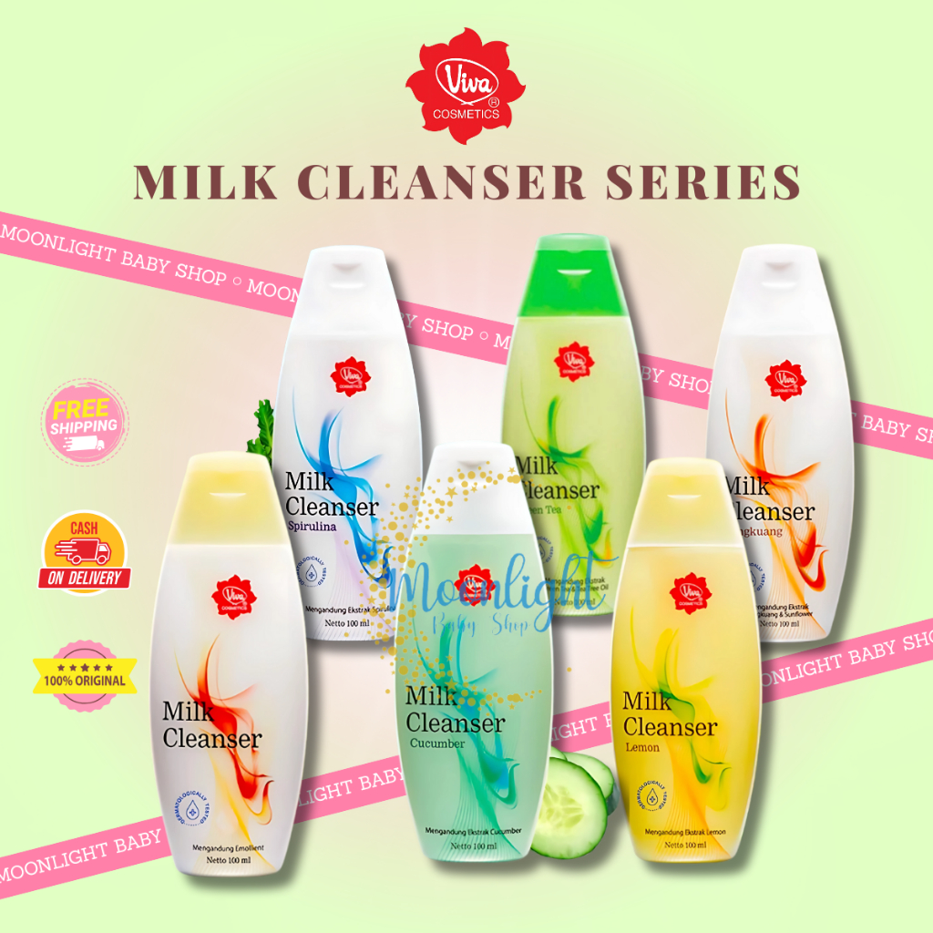Viva Milk Cleanser Series 100ml - Pembersih Muka | Bengkuang, Green Tea, Lemon, Cucumber, Spirulina