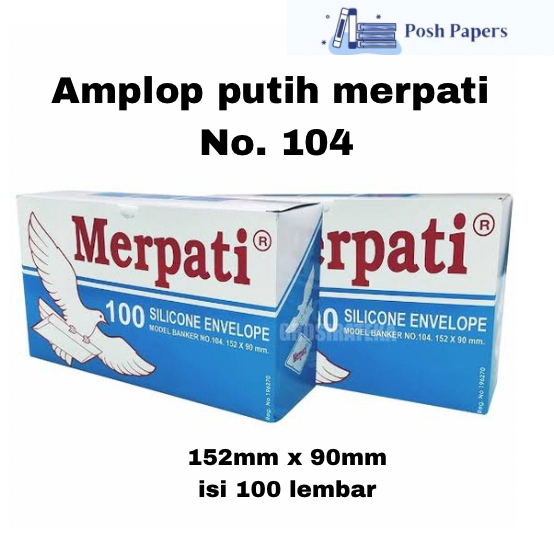

AMPLOP MERPATI AMPLOP PUTIH LEM NO. 104 UKURAN 152 X 90 mm