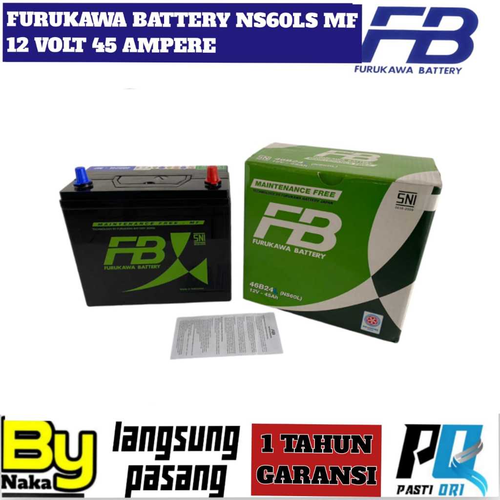 Aki Mobil New Yaris/Sienta/Vios/CRV /Corolla Furukawa Battery NS60LS Aki Kering 45 Ampere original