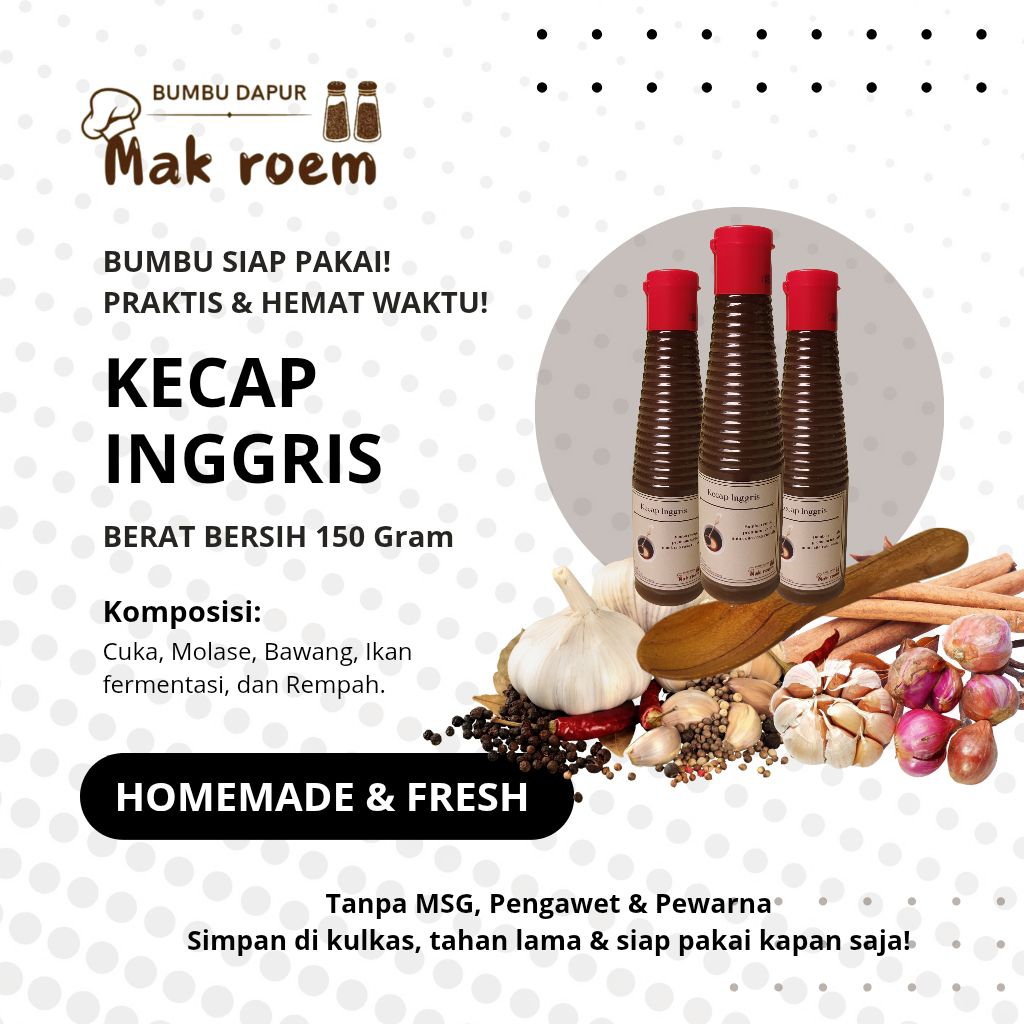 

By bumbu dapur mak roem, kecap inggris, bumbu masak premium,alami non msg dan pengawet