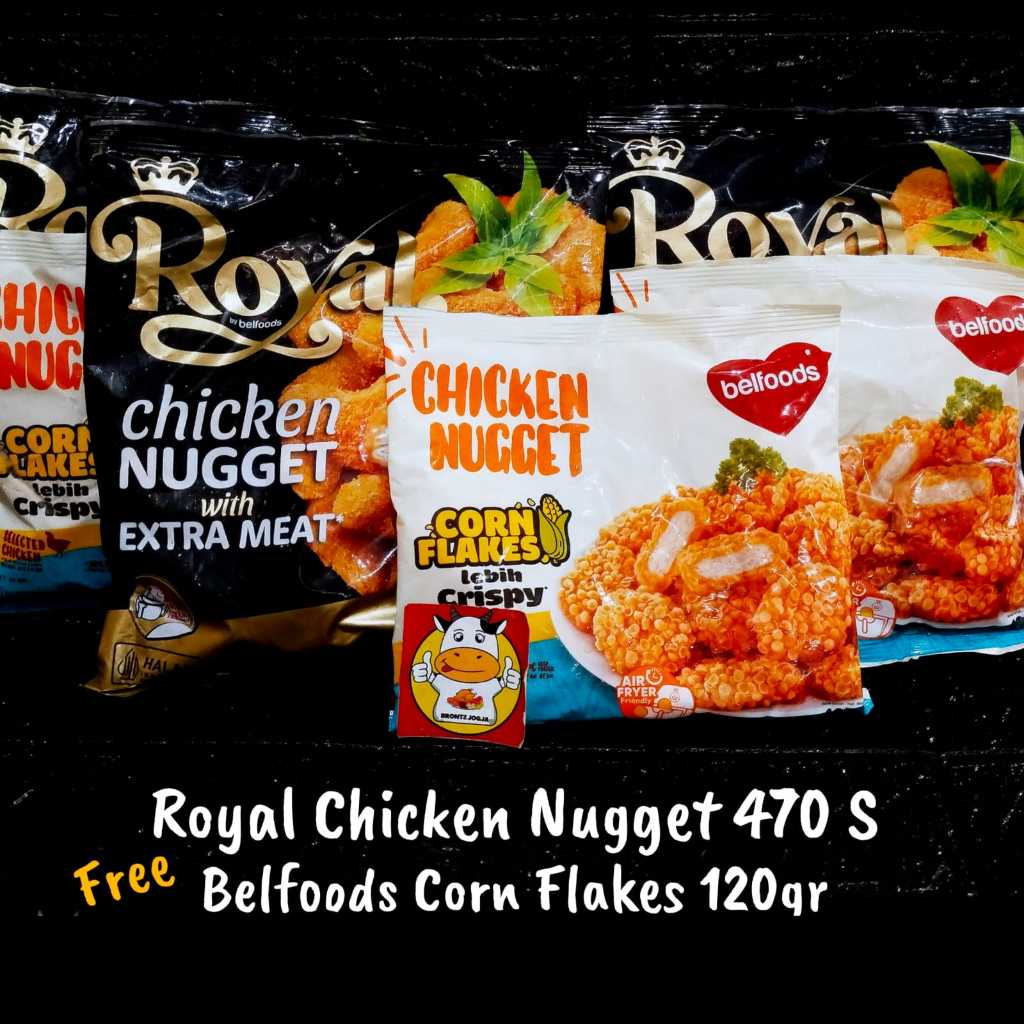 

PROMO ROYAL BELFOOD NUGGET MEAT 470GR GRATIS BELFOOD NUGGET CORN FLAKES 120GR-FROZEN FOOD-BRONTZ JOGJA
