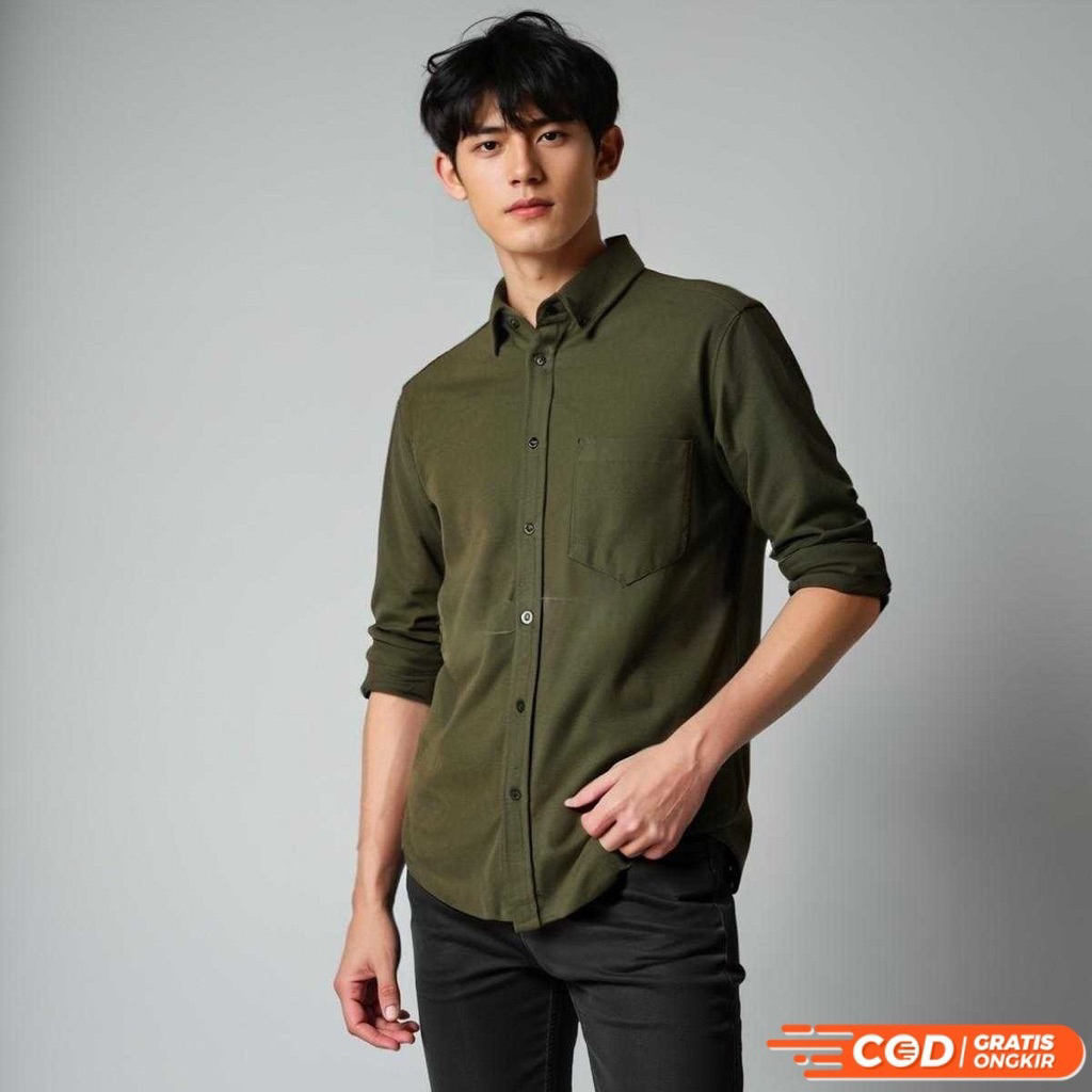 Kemeja pria Lengan Panjang / Baju kemeja pria / kualitas tinggi panjang kasual kemeja pria cotton pi