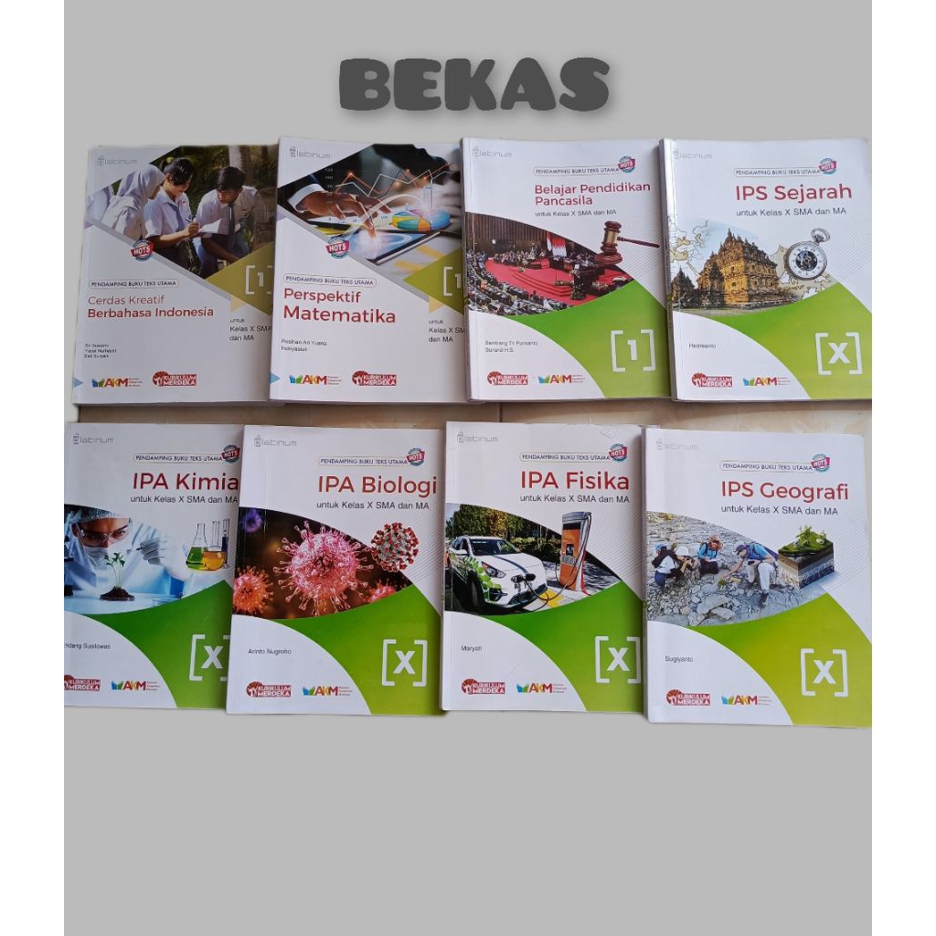 Buku paket kelas 10 Kurikulum Merdeka Platinum bekas/ matematika ppkn bahasa Indonesia sejarah geogr