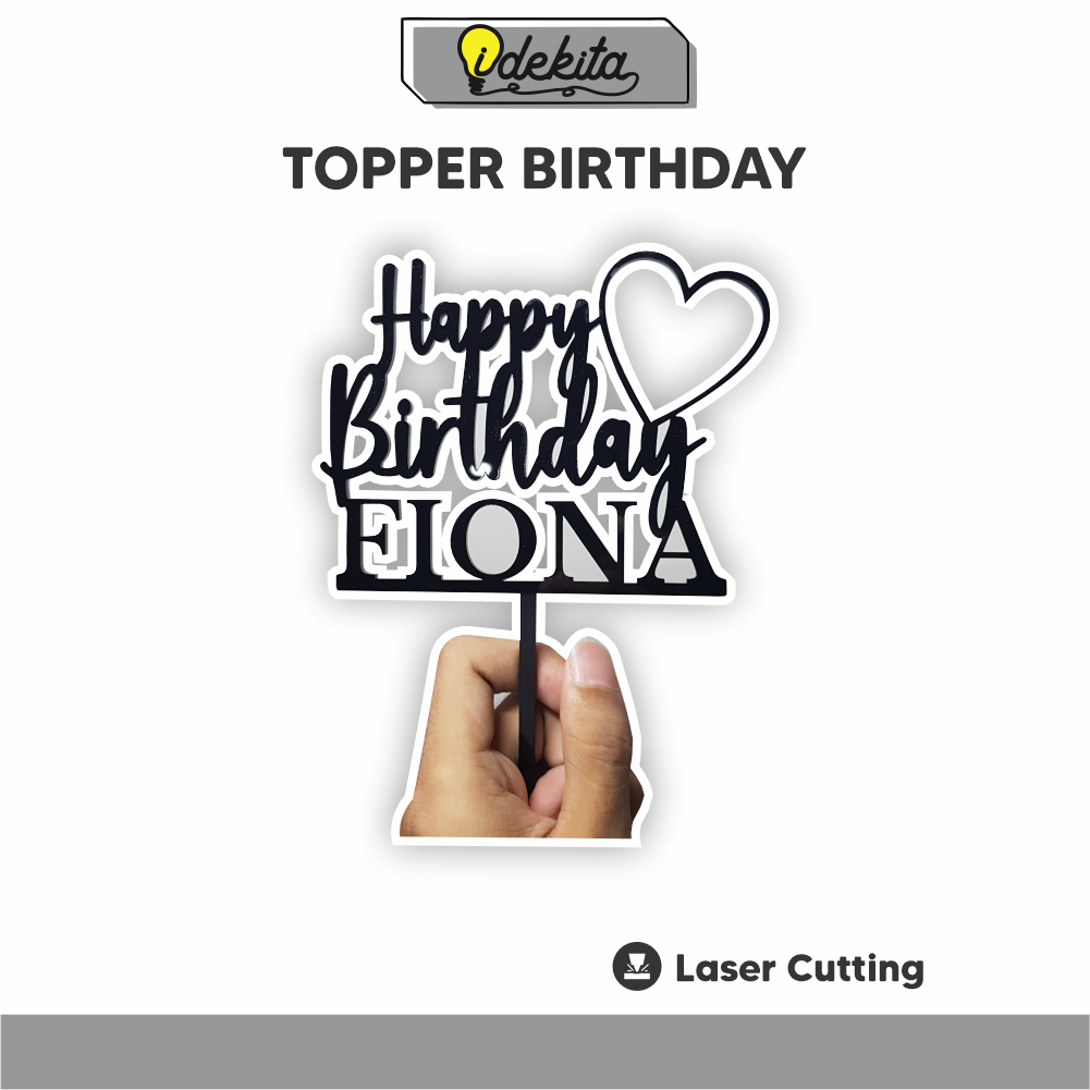 Custom Happy Birthday Cake Topper Acrylic Hiasan Kue Ulang Tahun Toper Akrilik Ucapan Ulangtahun IDE