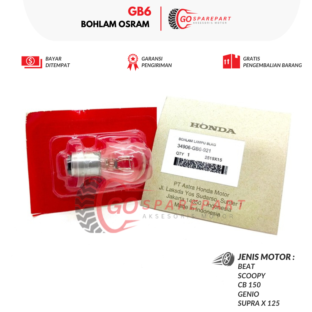 GB6 BOHLAM BELAKANG HONDA BEAT / BOHLAM LED MOTOR CB150 / LAMPU SEIN SCOOPY / BOHLAM STOP GENIO / LA