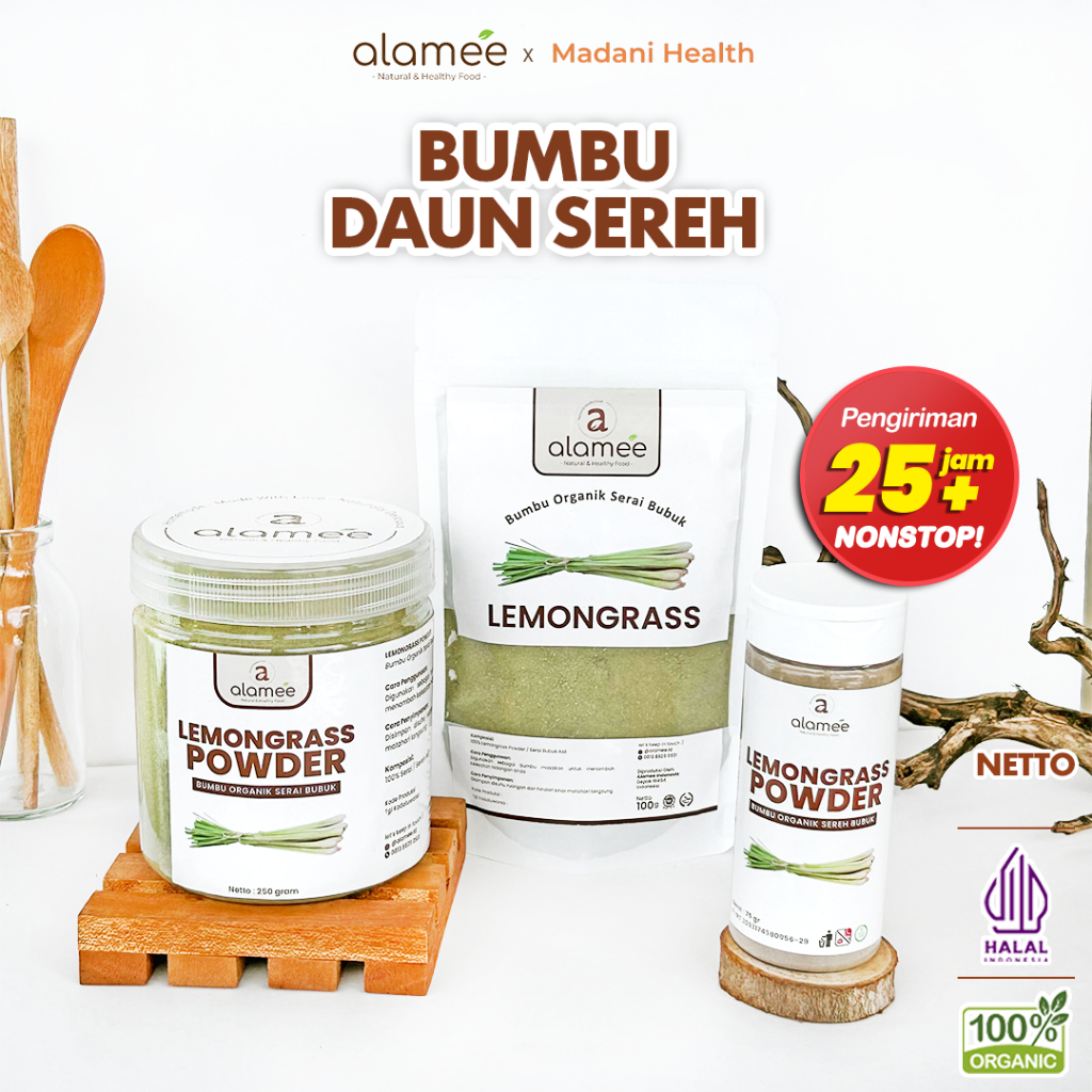 

ALAMEE Sereh Bubuk Lemongrass Powder Bumbu Dapur Organik Serai Murni Asli Tanpa Campuran