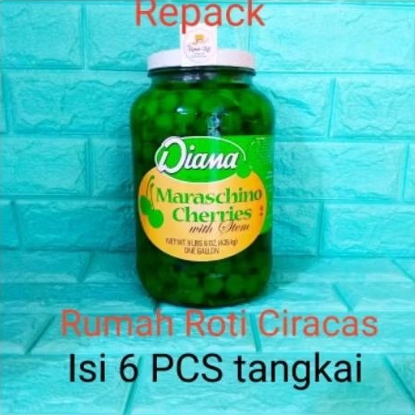 

CHERRY TANGKAI HIJAU REPACK DIANA MARASCHINOS 6 BUAH CHERRIES GREEN CHERY 6 PCS