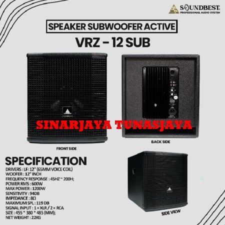 Speaker subwoofer active Soundbest VRZ12SUB 12inch subwoofer soundbest VRZ -12 SUB / VRZ 12SUB