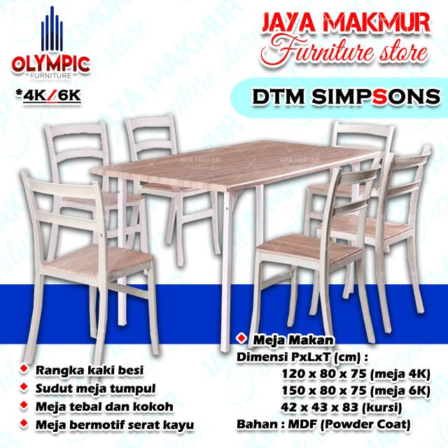 (JM) Meja Makan 4 Kursi/6Kursi Olympic - Simpson